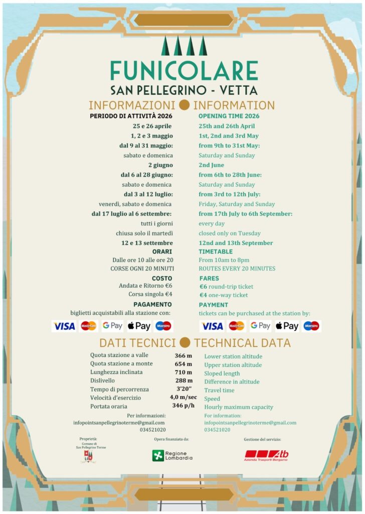Funicolare di San Pellegrino Terme – programma 2026