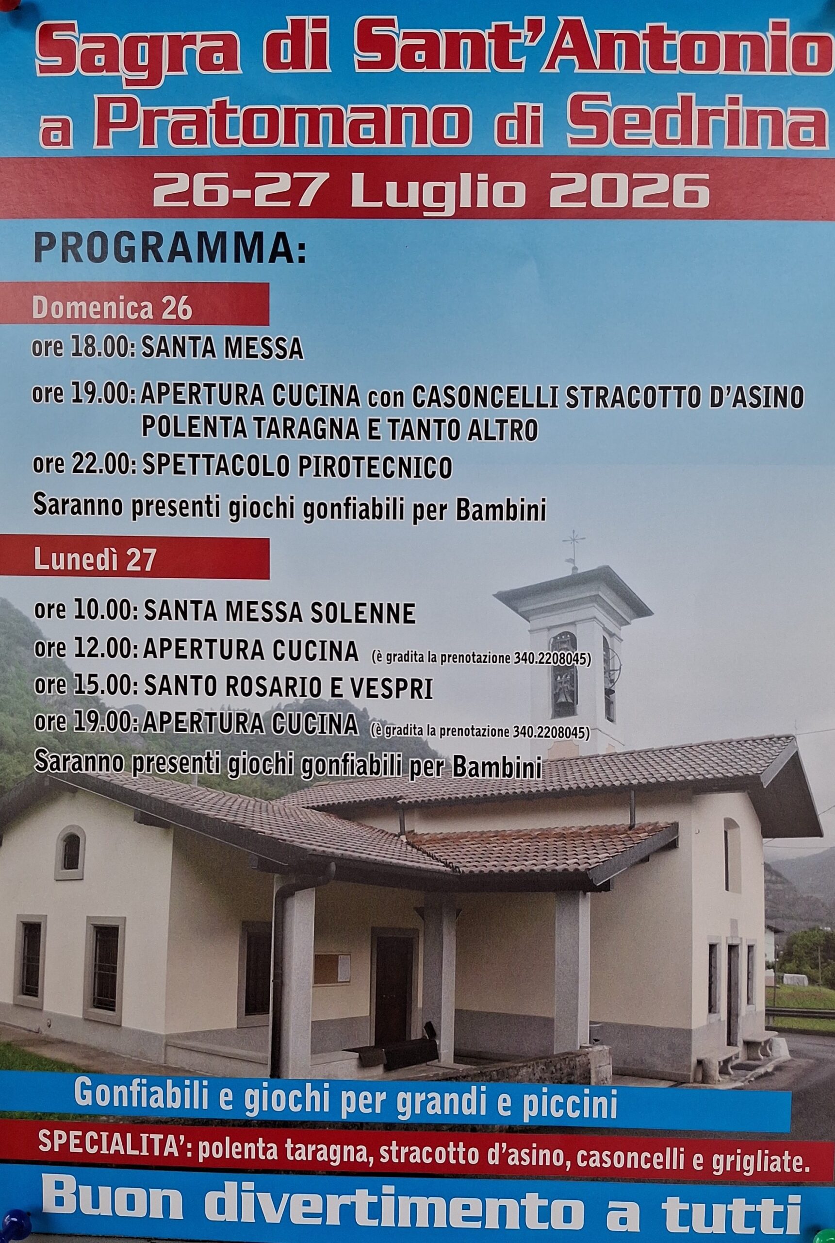 Sagra di Sant’Antonio – Pratomano di Sedrina