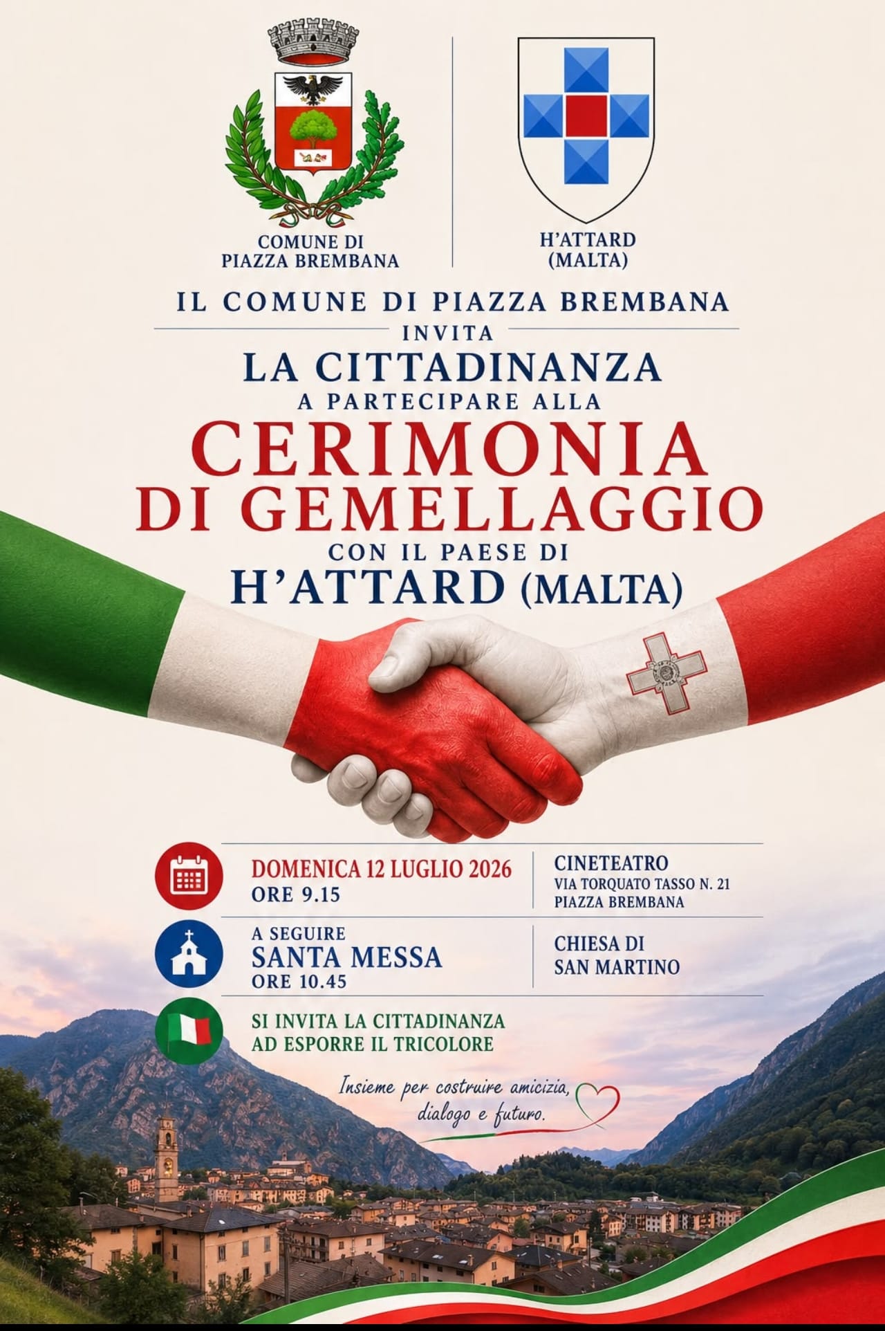 Cerimonia di Gemellaggio a Piazza Brembana
