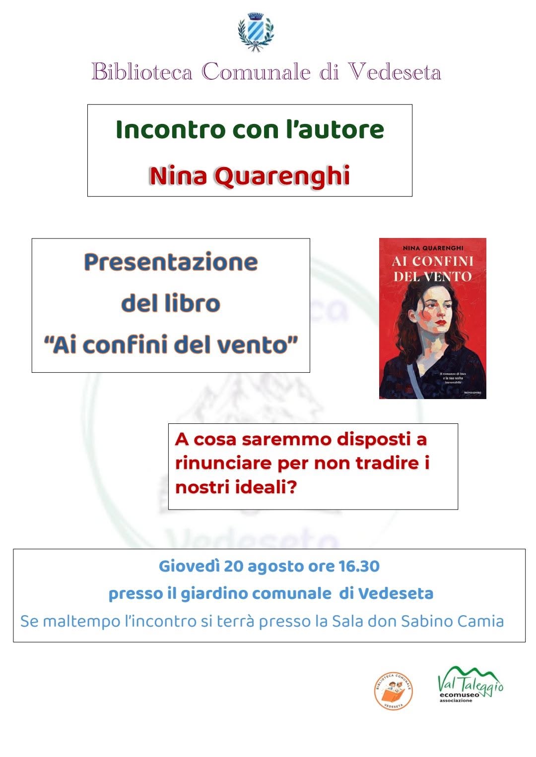 Incontro con l’autore Nina Quarenghi – Vedeseta